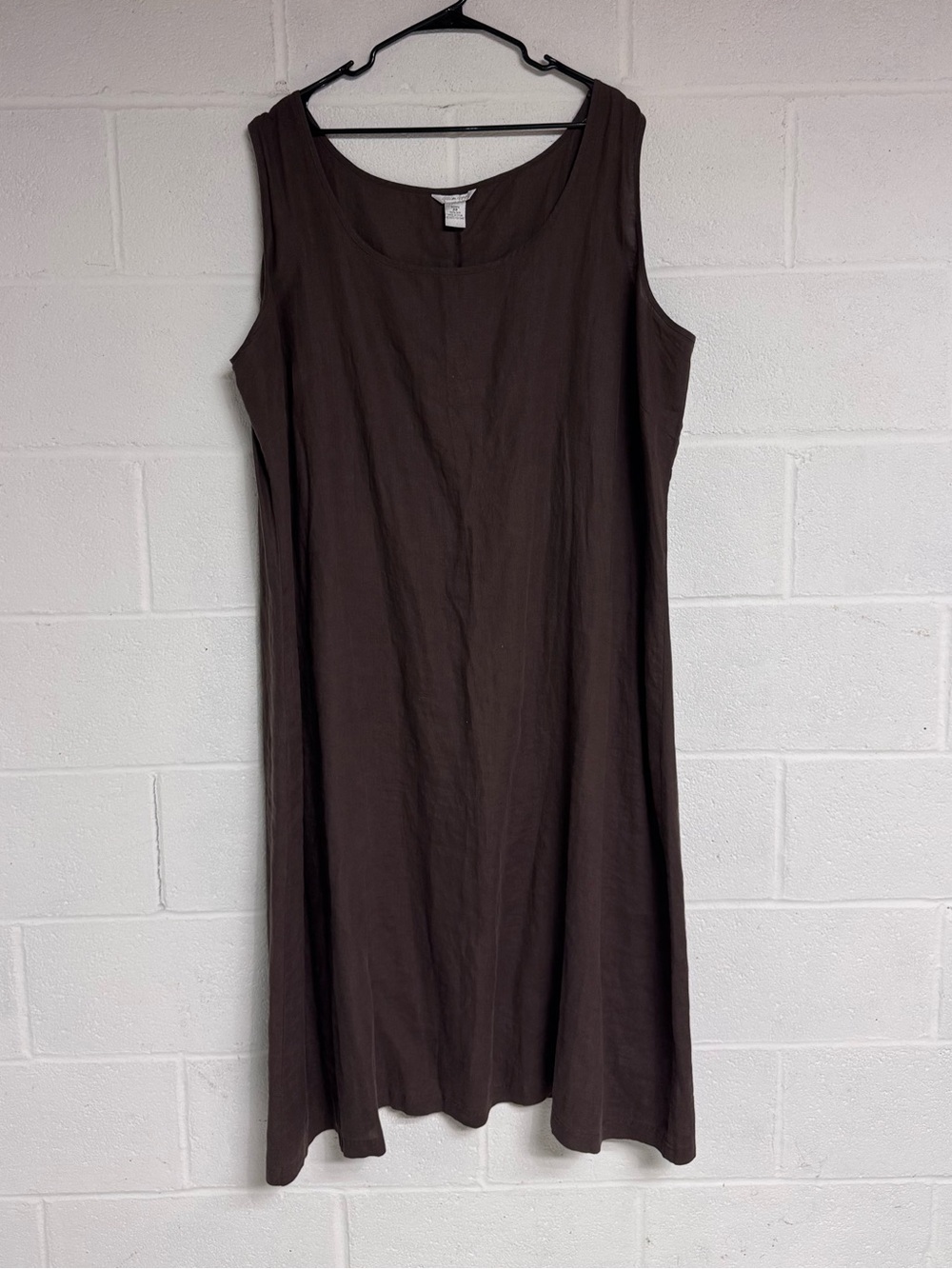 Sleeveless Brown Linen A-Line Dress